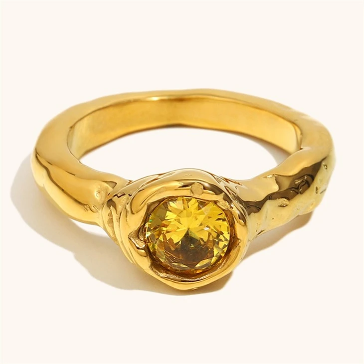 Champagne CZ Molten Ring