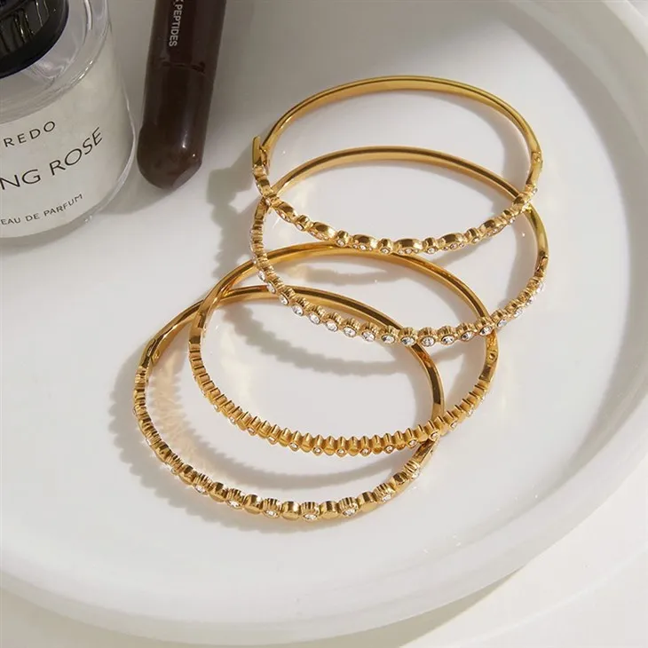 Half-Pavé Stackable Bangle Bracelets high quality