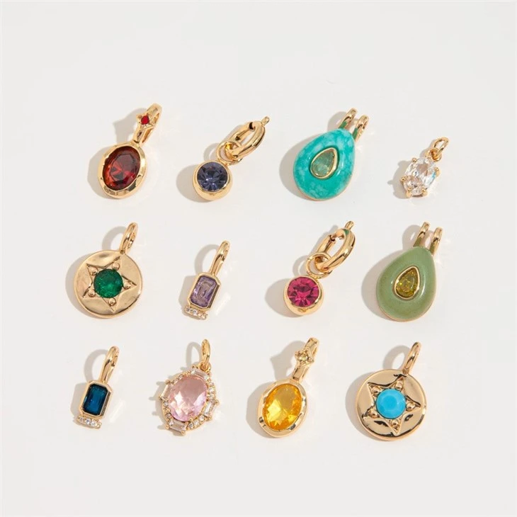 Vintage Natural Stone Stainless Steel Birthstone Charms factory